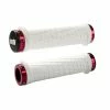 POIGNEES TLD ODI MTB BLANCHE / LOCK ROUGE -Accessoires Vélo Soldes poignees tld odi mtb blanche lock rouge